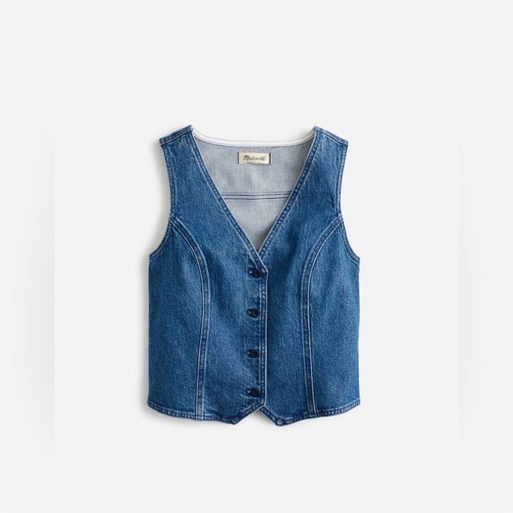 Madewell Women’s Denim Fitted Vest in Medium Indigo Wash NR836 Size 2 NWT